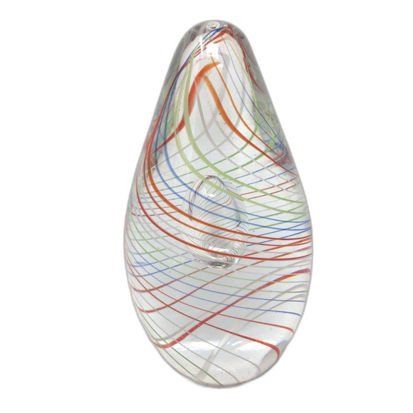 Dynasty Gallery Latticino Swirl Large Controlled Bubble Multicolor Paperweight - Picture 2 of 10